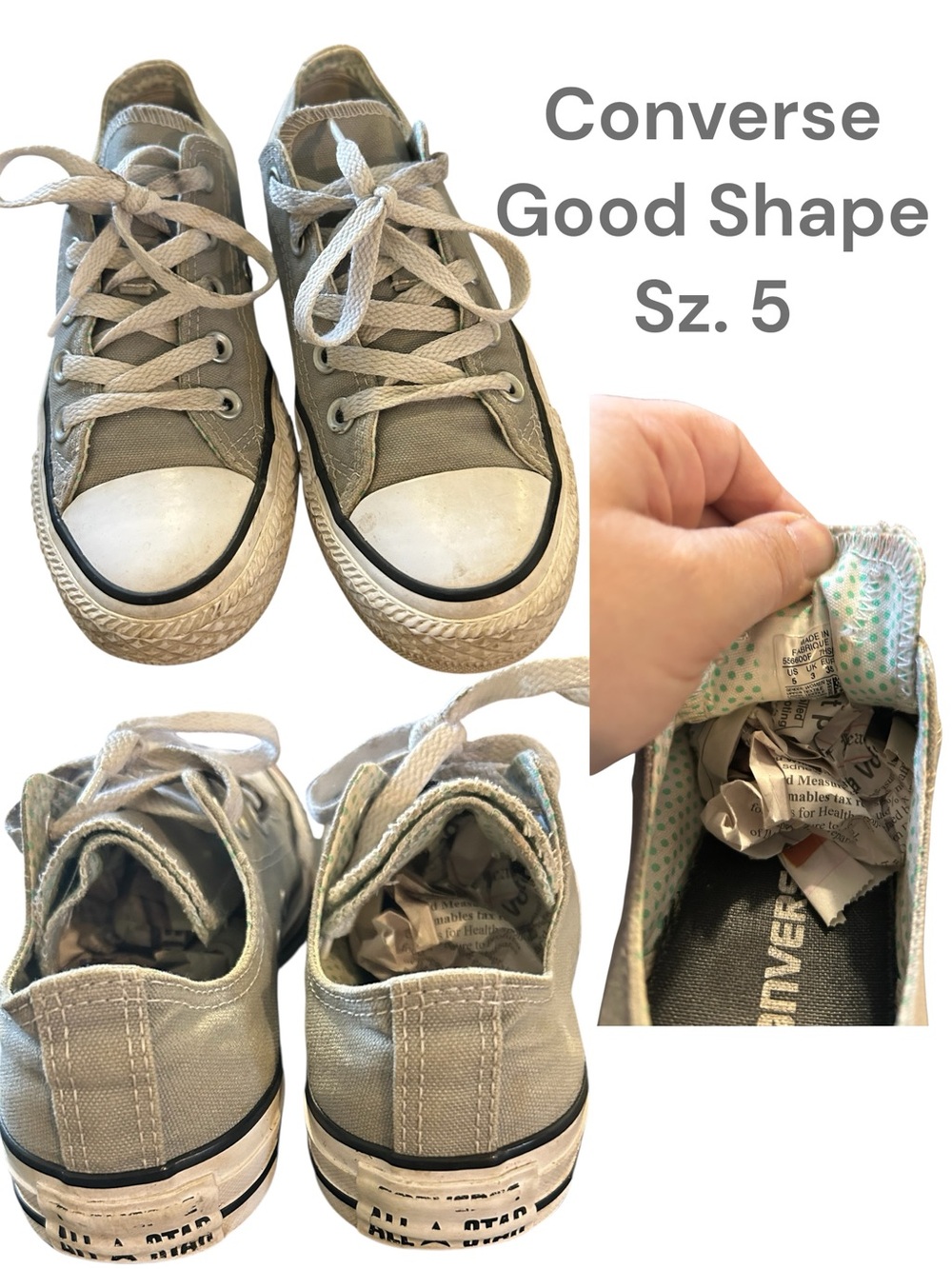 Converse Girl’s Low-Top Canvas Sneakers - Light Gray and White